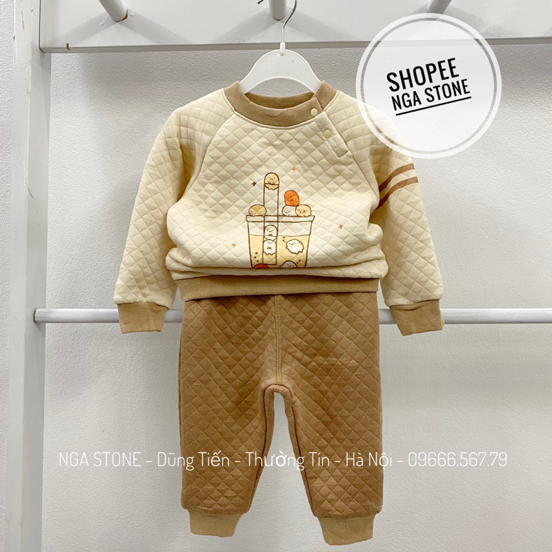 Bộ quần áo dài chần bông cho bé trai bé gái hãng goodmama