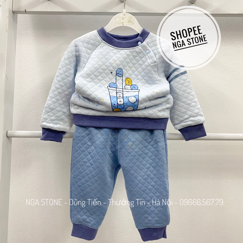 Bộ quần áo dài chần bông cho bé trai bé gái hãng goodmama