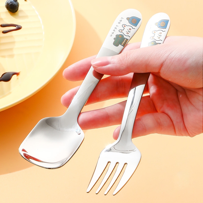 Thìa ăn dặm cho bé ăn cơm cháo, sữa chua, hình ảnh hoạt hình thìa inox 304 hàng cao cấp Có hộp đựng XR FTCJ