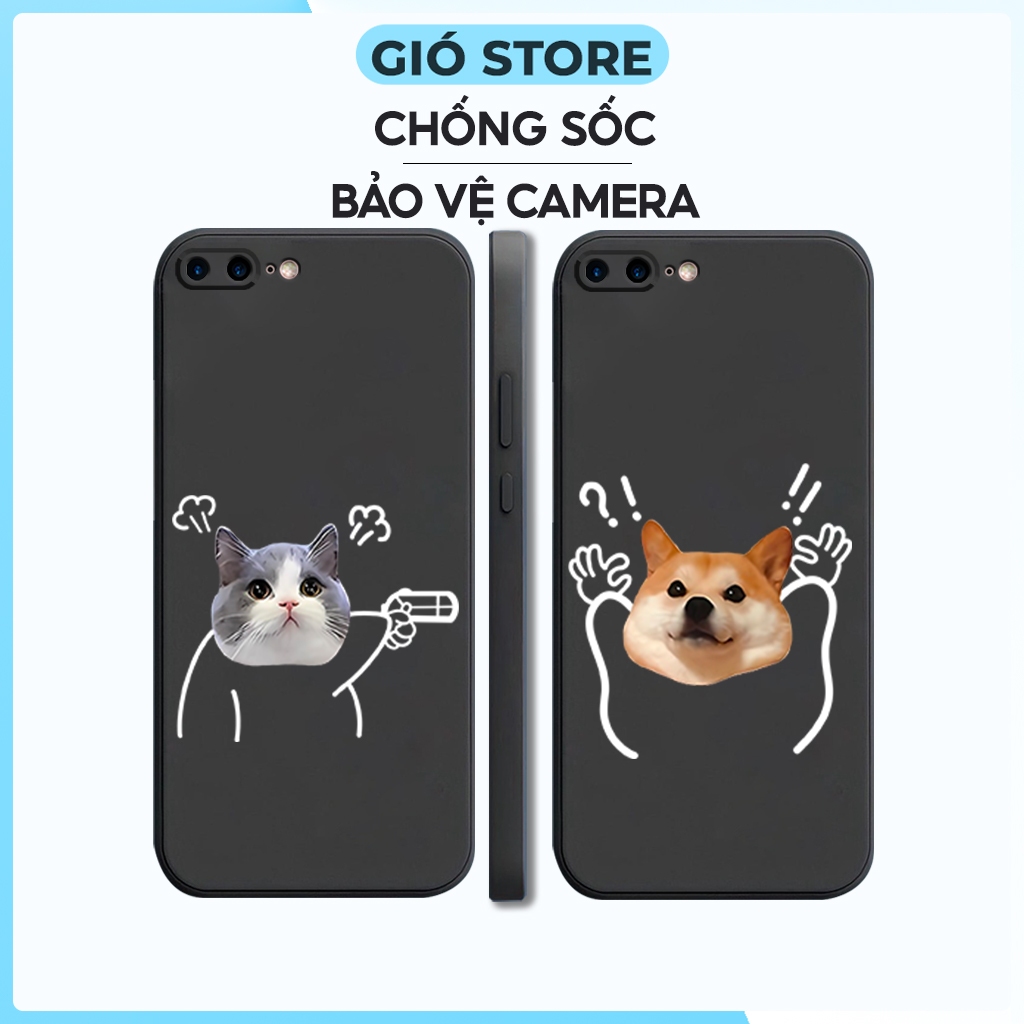 Ốp lưng iPhone 5 5s 6 6s 7 8 plus se silicon mềm bảo vệ camera hình cặp đôi dễ thương, mèo chó hoạt hình