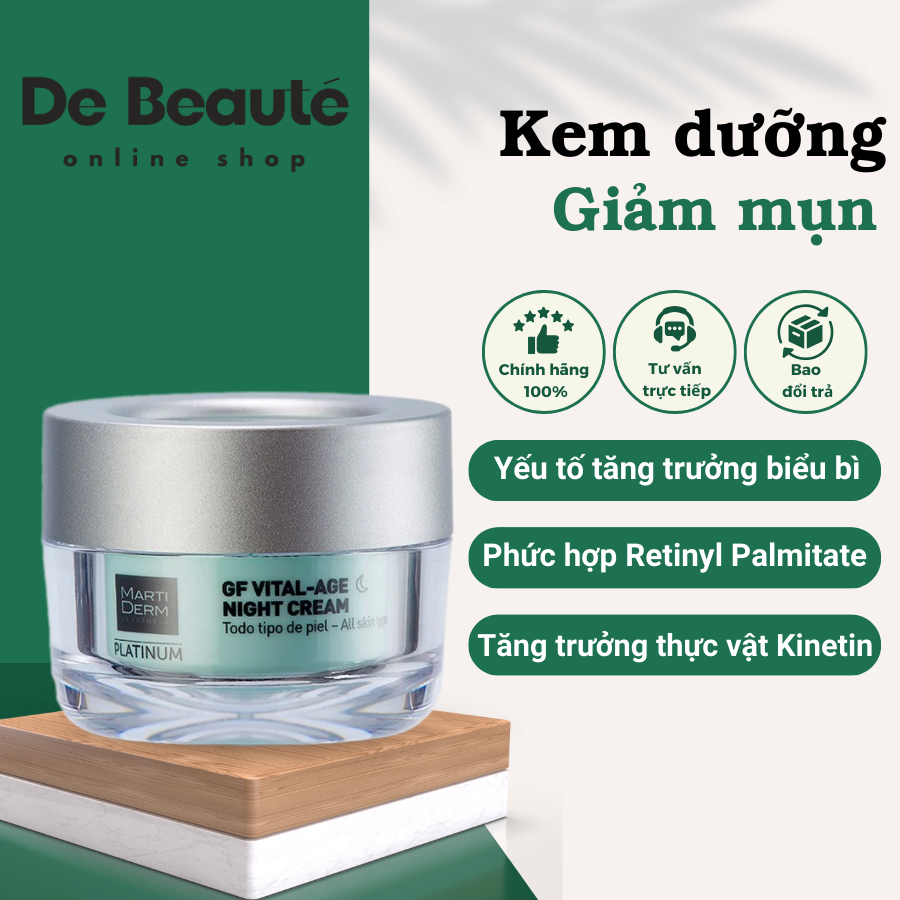 Bộ Kem Dưỡng Ngày/ Đêm Giúp Phục Hồi Hỗ Trợ Giảm Mụn & Trẻ Hóa Da - MartiDerm Platinum GF Vital Age Cream
