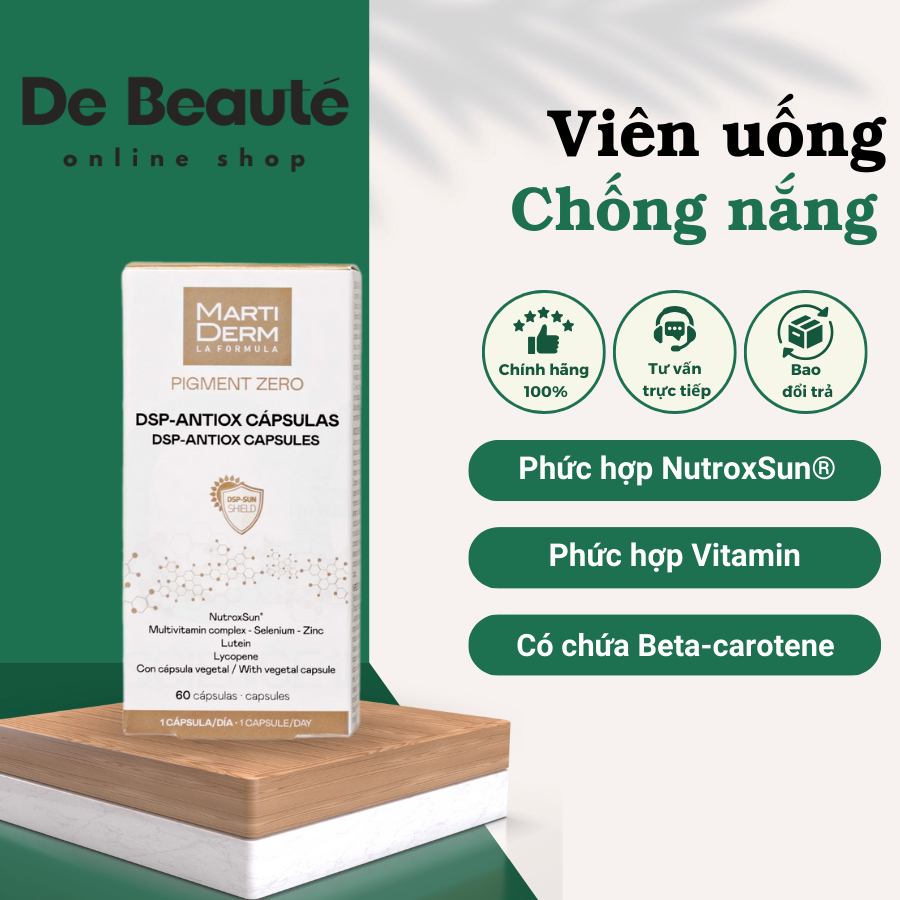 Viên Uống Chống Nắng Sáng Da, Ngừa Nám MartiDerm Pigment Zero DSP Antiox Capsules (60 Viên)