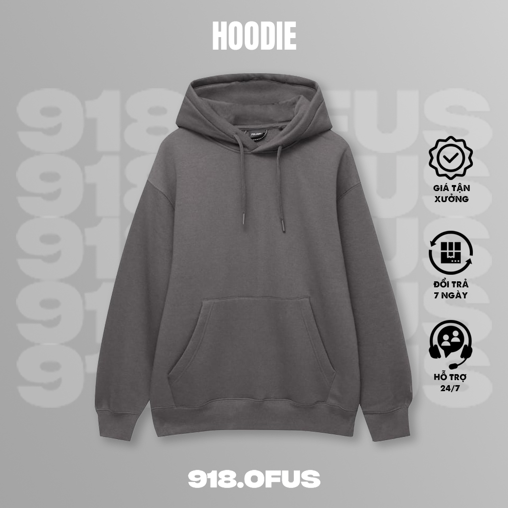 Áo Hoodie trơn nam nữ 918 Ofus unisex basic nỉ bông dày ấm phong cách Hàn Quốc