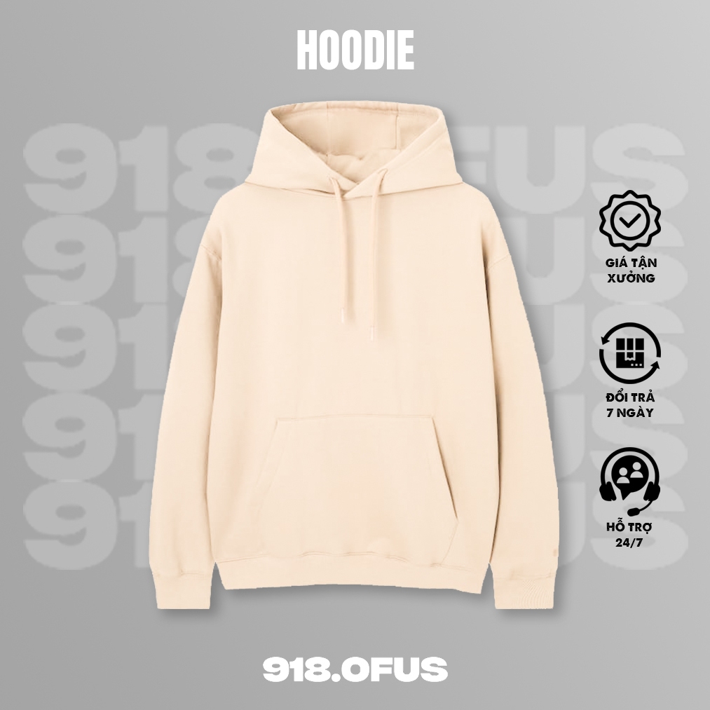Áo Hoodie trơn nam nữ 918 Ofus unisex basic nỉ bông dày ấm phong cách Hàn Quốc
