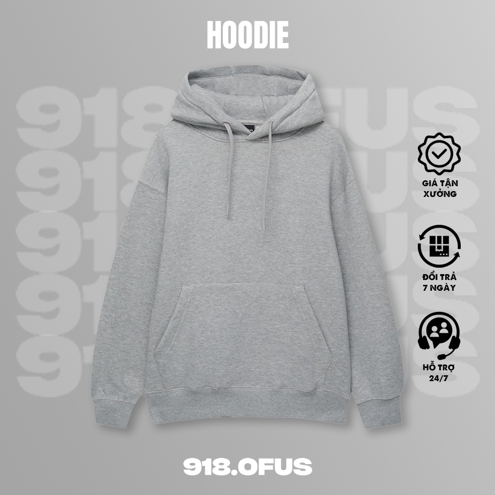 Áo Hoodie trơn nam nữ 918 Ofus unisex basic nỉ bông dày ấm phong cách Hàn Quốc