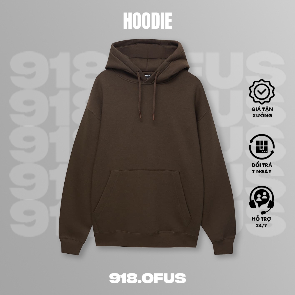 Áo Hoodie trơn nam nữ 918 Ofus unisex basic nỉ bông dày ấm phong cách Hàn Quốc