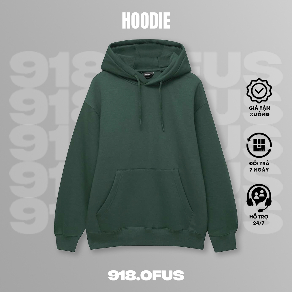 Áo Hoodie trơn nam nữ 918 Ofus unisex basic nỉ bông dày ấm phong cách Hàn Quốc