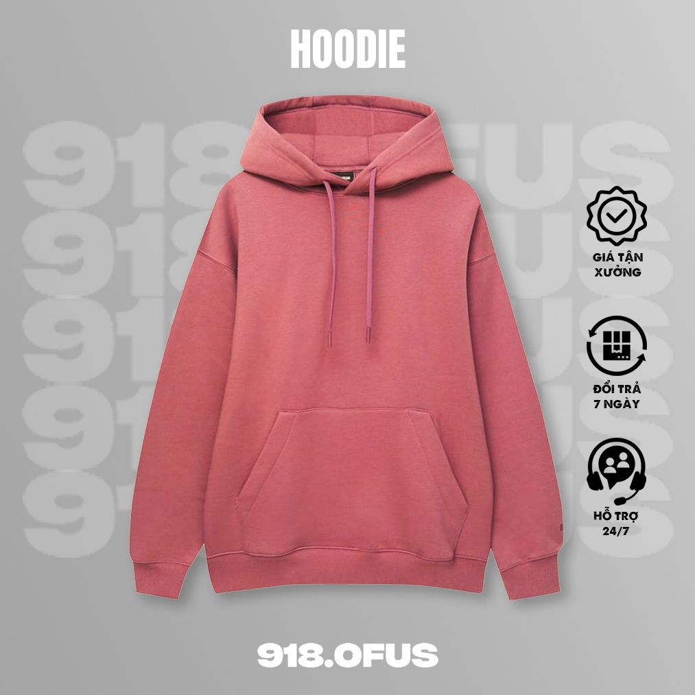 Áo Hoodie trơn nam nữ 918 Ofus unisex basic nỉ bông dày ấm phong cách Hàn Quốc