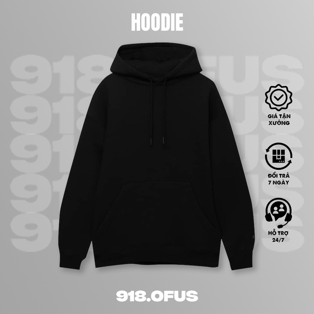 Áo Hoodie trơn nam nữ 918 Ofus unisex basic nỉ bông dày ấm phong cách Hàn Quốc