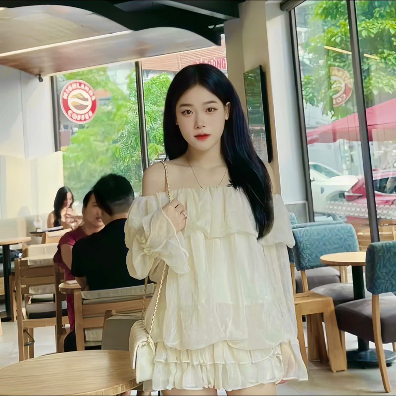 Sét Váy Von Ulzzang Gồm Áo Trễ Vai + Chân Váy