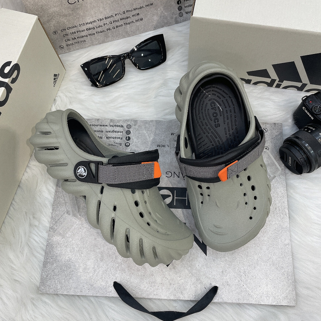 Giày CLOG UNISEX CROCS ECHO CLOG *QUAI NGẪU NHIÊN* - MÀU GREY / XÁM - CODE : 207937-1FT