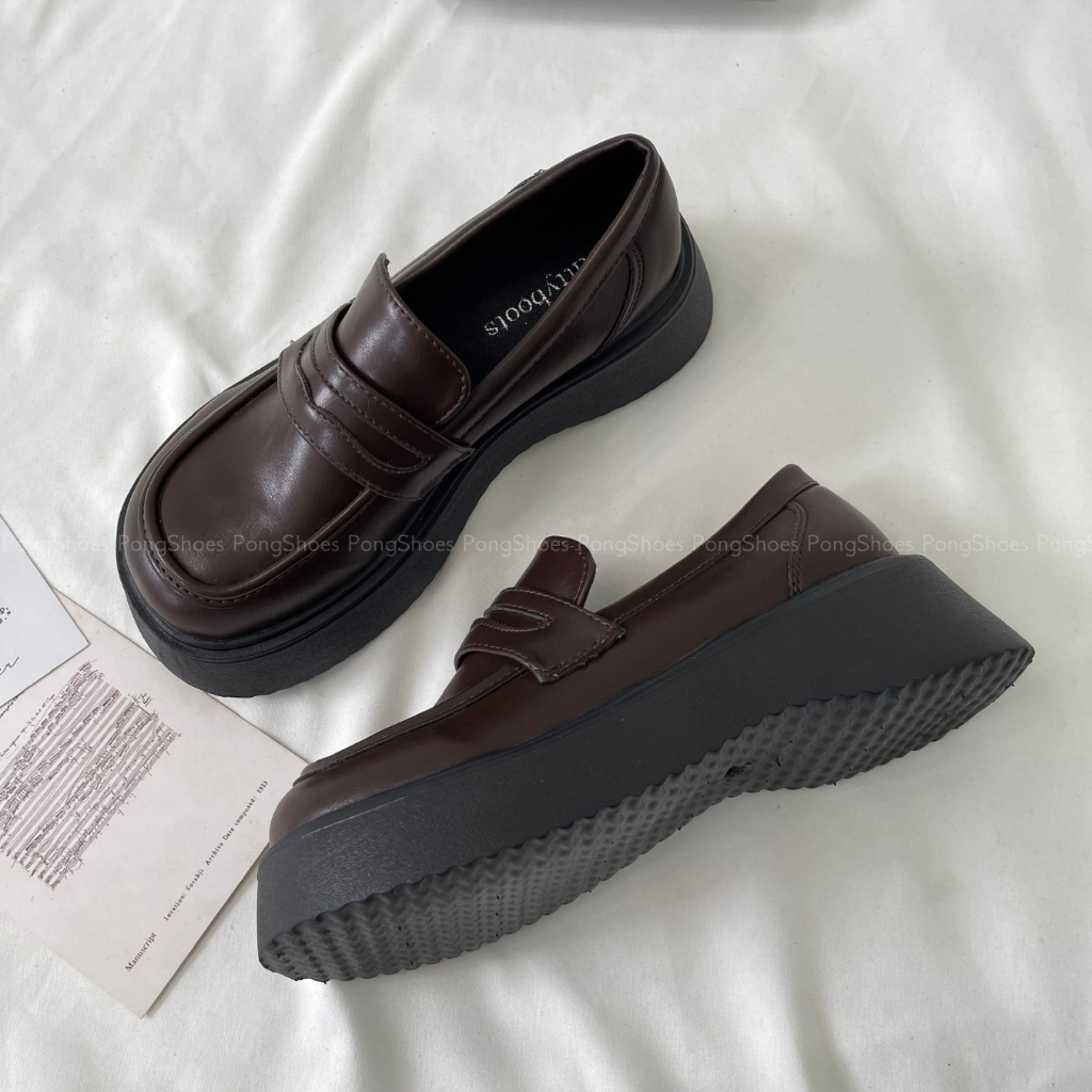 Giày Loafer Pong Shoes Mũi Tròn- Full Box- Mã 1620