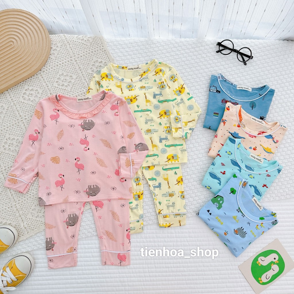 Bộ Dài Tay Thun Lạnh In Toàn Thân Mềm Mịn Thoáng Mát Hàng Chuẩn Loại 1 cho bé trai bé gái