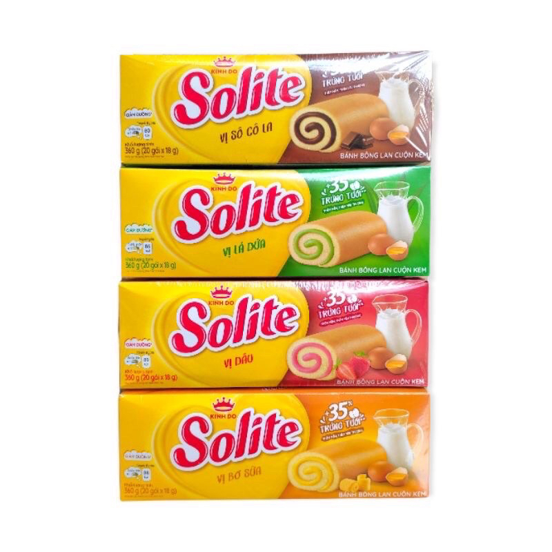 Bánh bông Lan cuộn kem Solite Kinh Đô nhiều vị hộp 360g