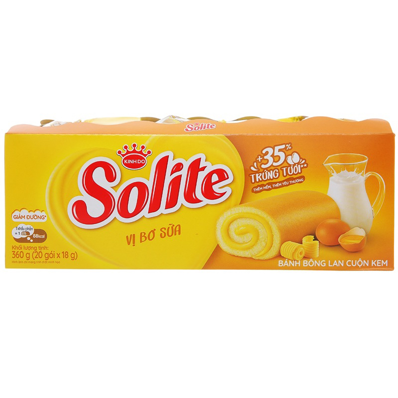 Bánh bông Lan cuộn kem Solite Kinh Đô nhiều vị hộp 360g