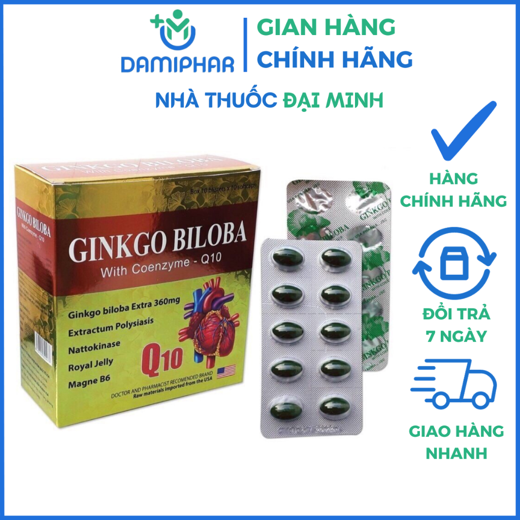 Viên Bổ Não GINKGO BILOBA With Coenzym Q10 Hộp 100 Viên