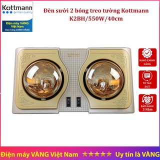 Đèn sưởi nhà tắm 2 bóng kottmann k2b-h bảo hành chính hãng 36 tháng