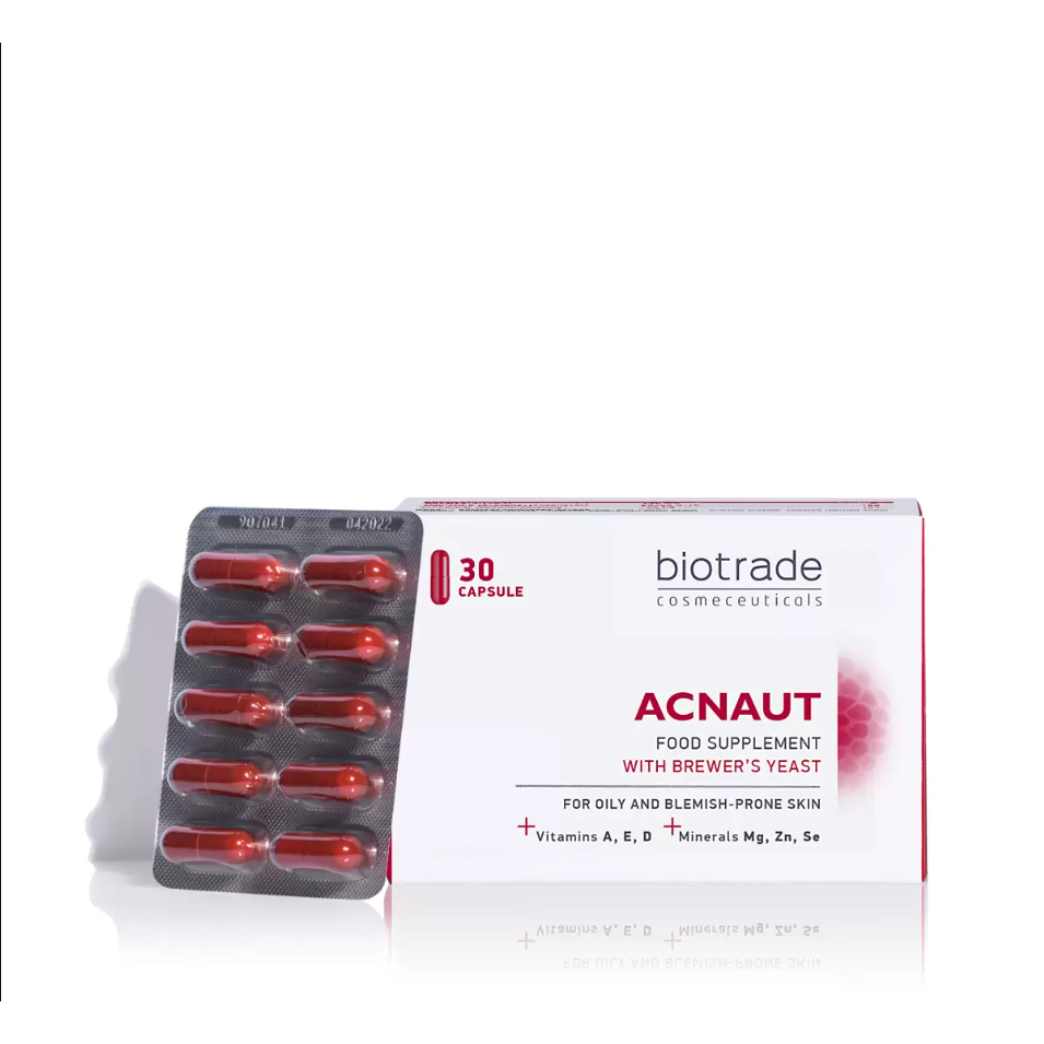 Viên uống giảm mụn viêm, mụn nội tiết Biotrade Acnaut Food Supplement