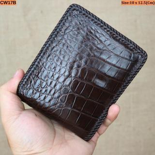 Ví Ngang Da Bụng Cá Sấu 1 Mặt Đan Viền Thủ Công || Chính Hãng Có Giấy Tờ Nguồn Gốc Da Cá Sấu