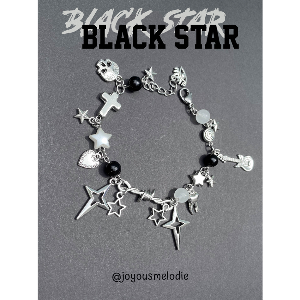 JOMÉ BLACK STAR BRACELET_Vòng tay handmade bằng thép không gỉ phong cách grunge, y2k