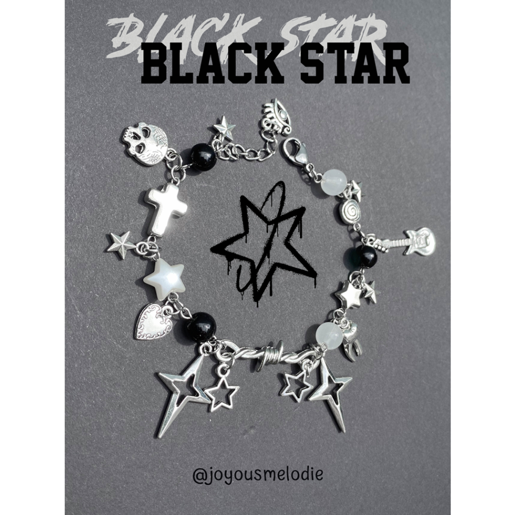 JOMÉ BLACK STAR BRACELET_Vòng tay handmade bằng thép không gỉ phong cách grunge, y2k