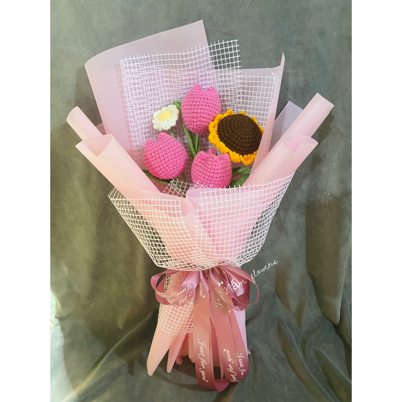 Bó hoa đan len siêu xinh xắn dành tặng người thân