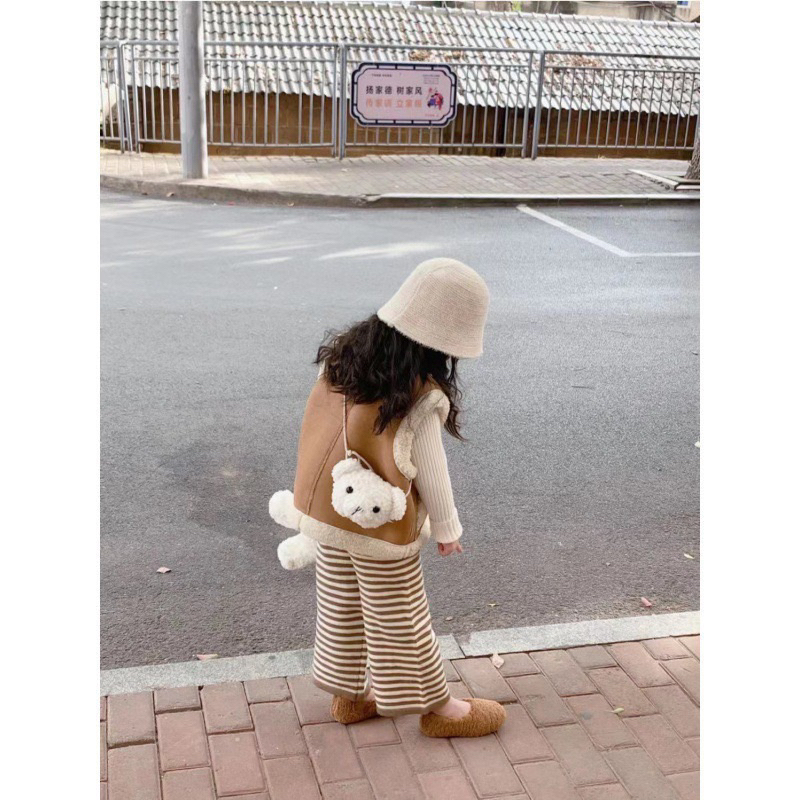 Áo gile da lộn lót lông cừu siêu ấm cho cả bé trai và gái