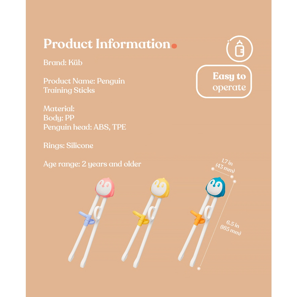 Bộ tập đũa cho bé KUB với hình hoạt động vật dễ thương chất liệu PP an toàn