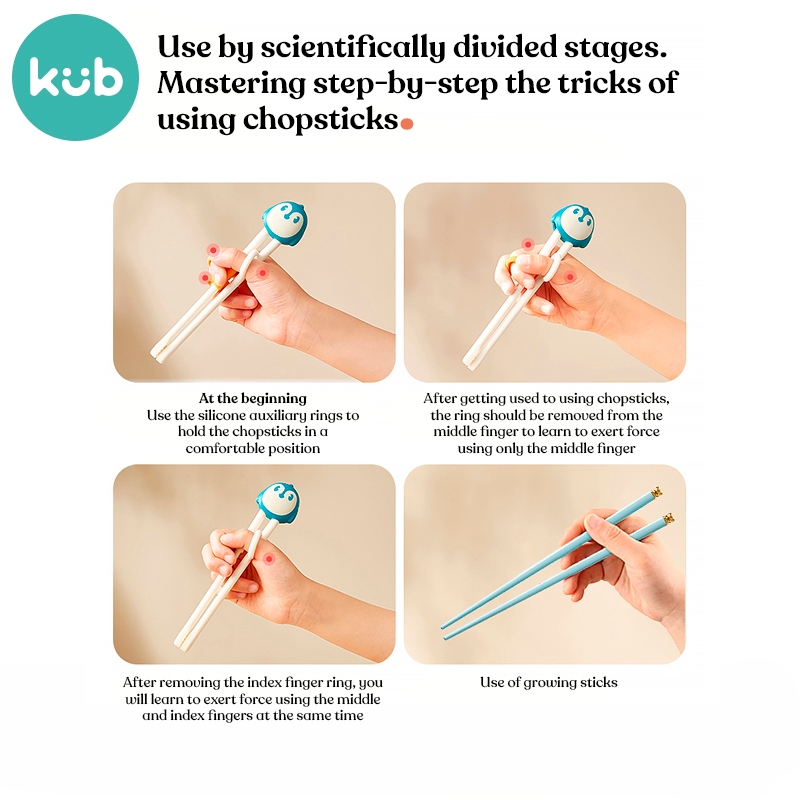 Bộ tập đũa cho bé KUB với hình hoạt động vật dễ thương chất liệu PP an toàn