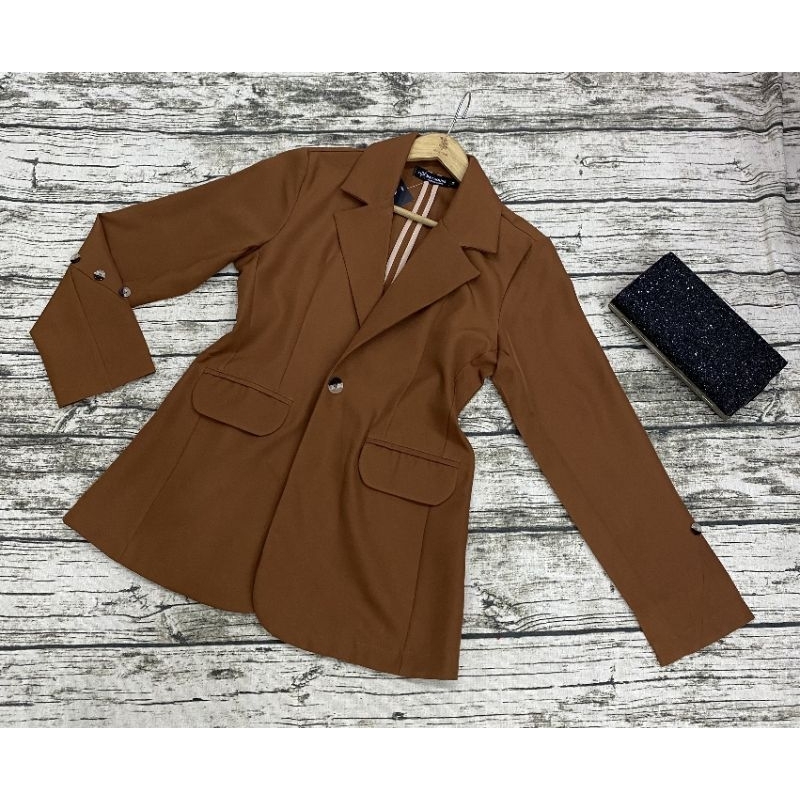 Áo khoác vest thu đông tay 3 nút xéo, hình thật trải sàn