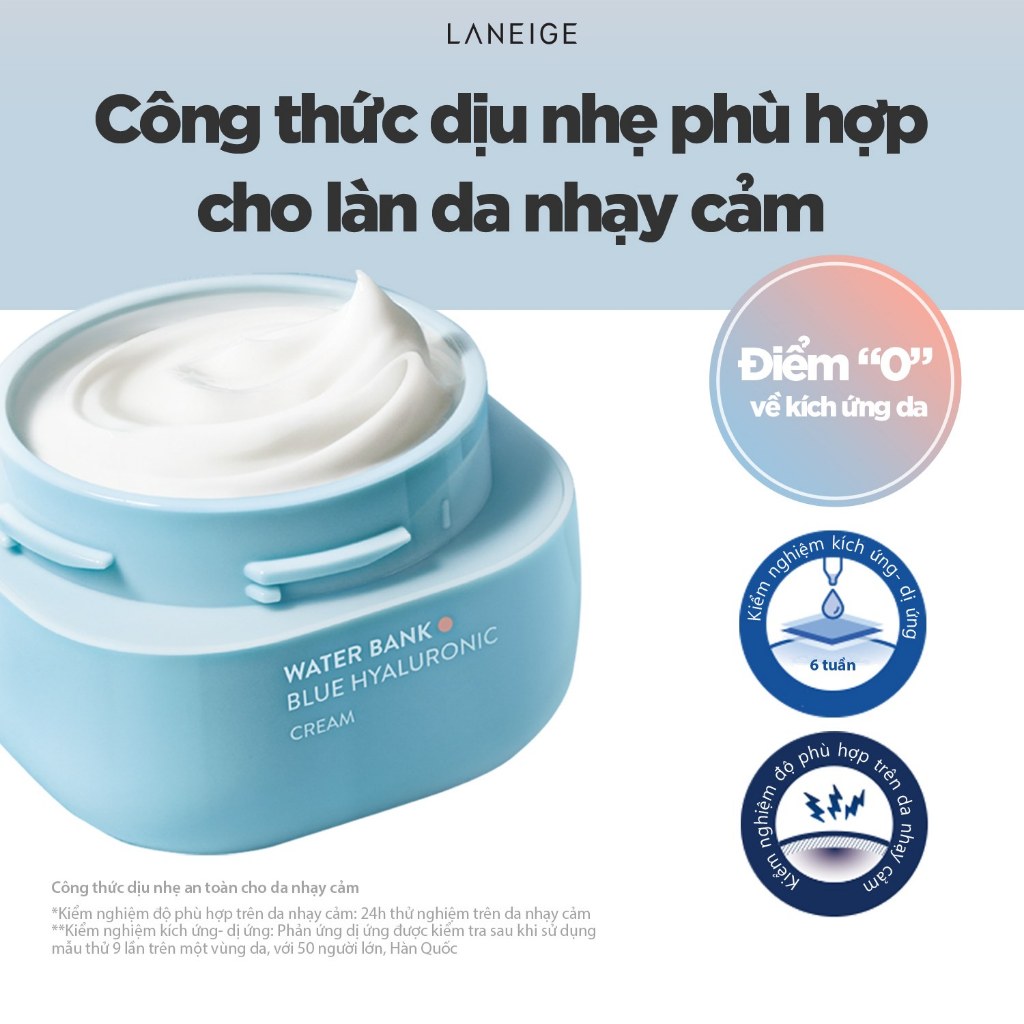 Kem Dưỡng Ẩm Cho Da Khô & Da nhạy cảm  Laneige WaterBank Blue HA Cream 20ml