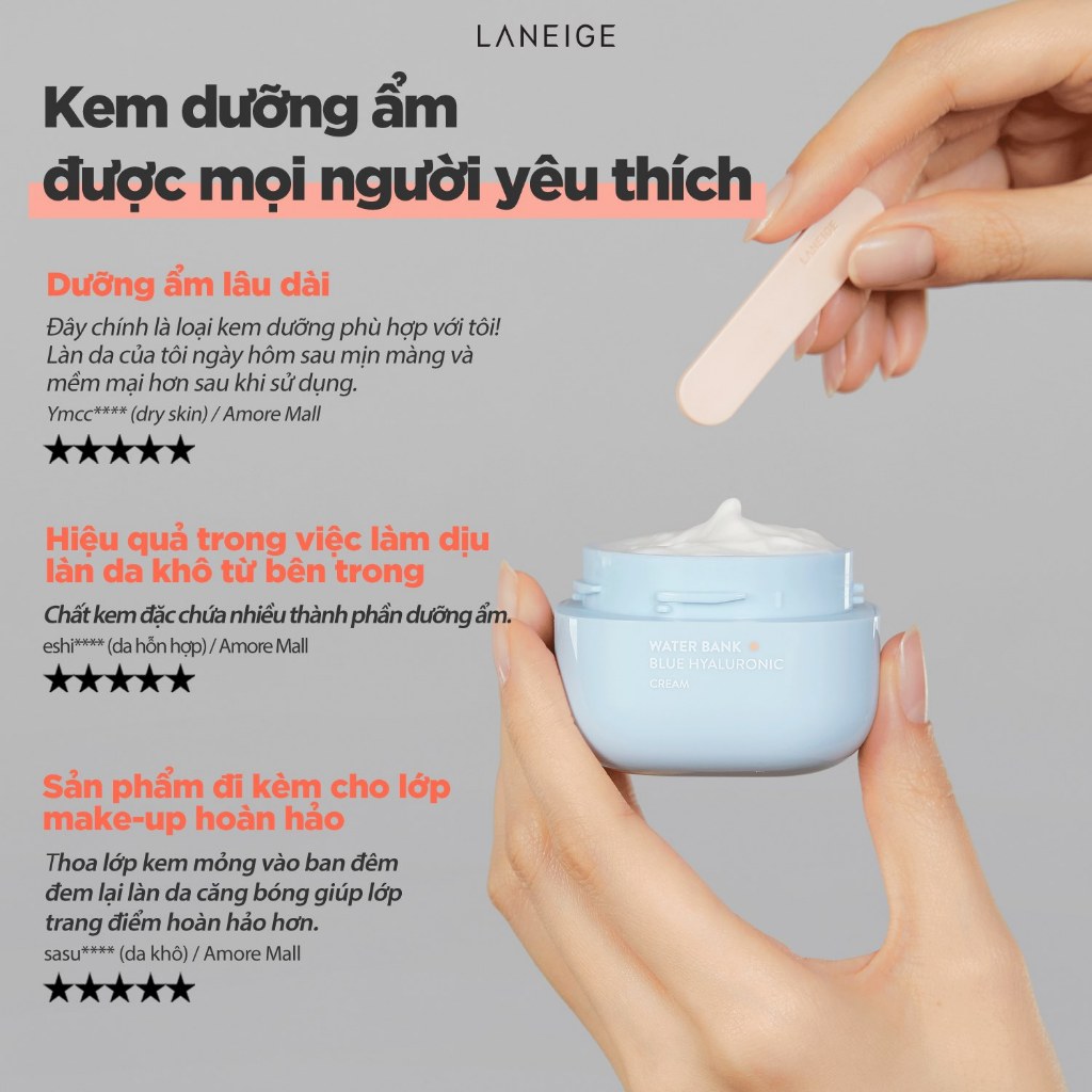 Kem Dưỡng Ẩm Cho Da Khô & Da nhạy cảm  Laneige WaterBank Blue HA Cream 20ml