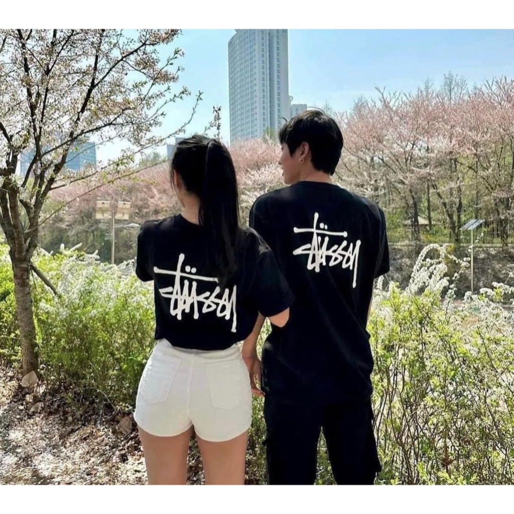 Áo phông - Áo thun Stussy basic trắng đen, form âu, unisex