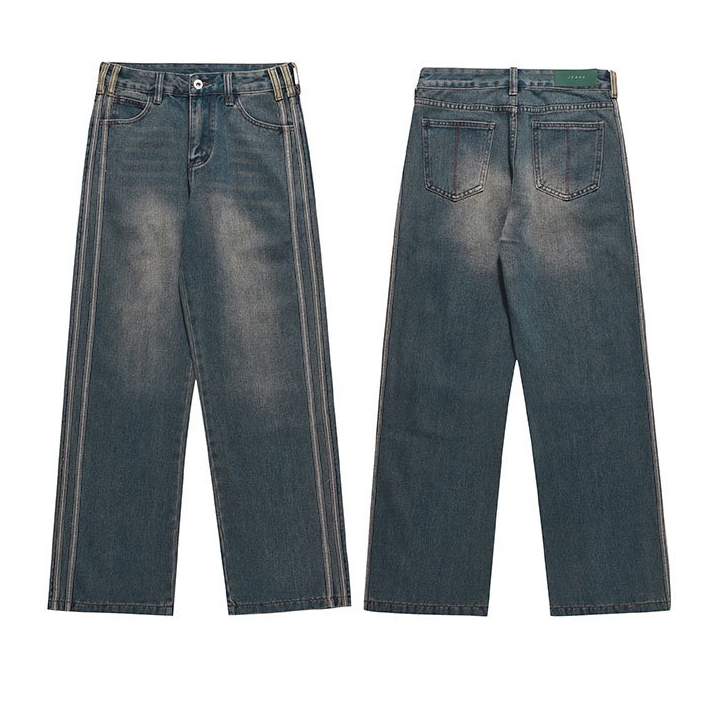 Quần jeans culottes 3 viền sọc nổi bật - Jean ống rộng viền sọc