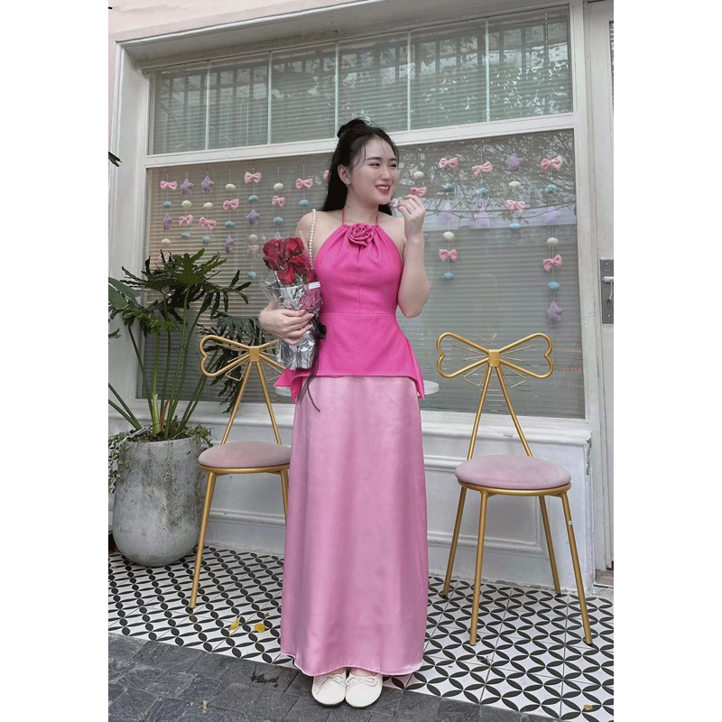 SET BỐ GẤM HOA KÈM VÁY LỤA