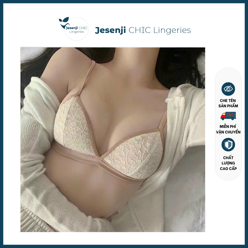 A04 Set 3 áo Bra ren hoa xinh mềm mịn, quyến rũ, dây lưng mảnh nhẹ nhàng, không gọng, đệm mỏng 1p sexy, cao cấp