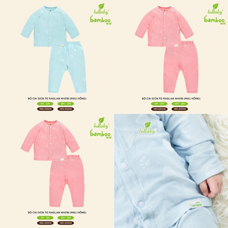 Bộ Dài Tay Sơ Sinh Raglan Bamboo Lullaby Siêuu Mềm Cho Bé