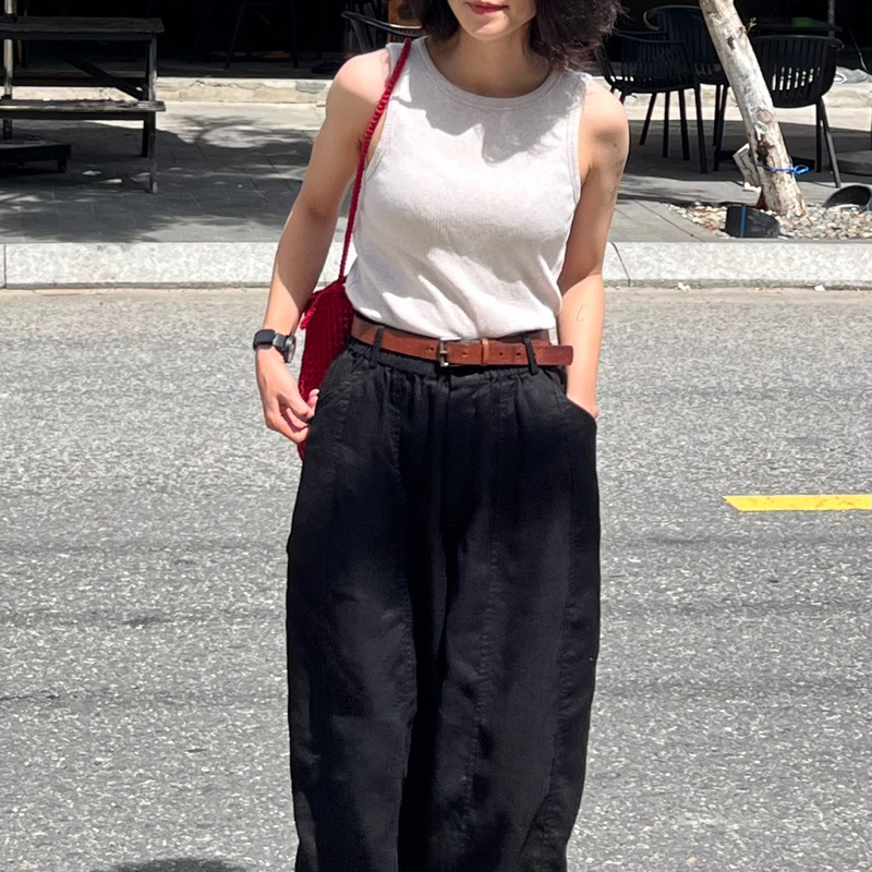 Quần linen ống boom túi tí hon