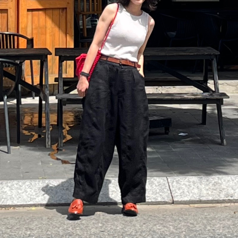 Quần linen ống boom túi tí hon