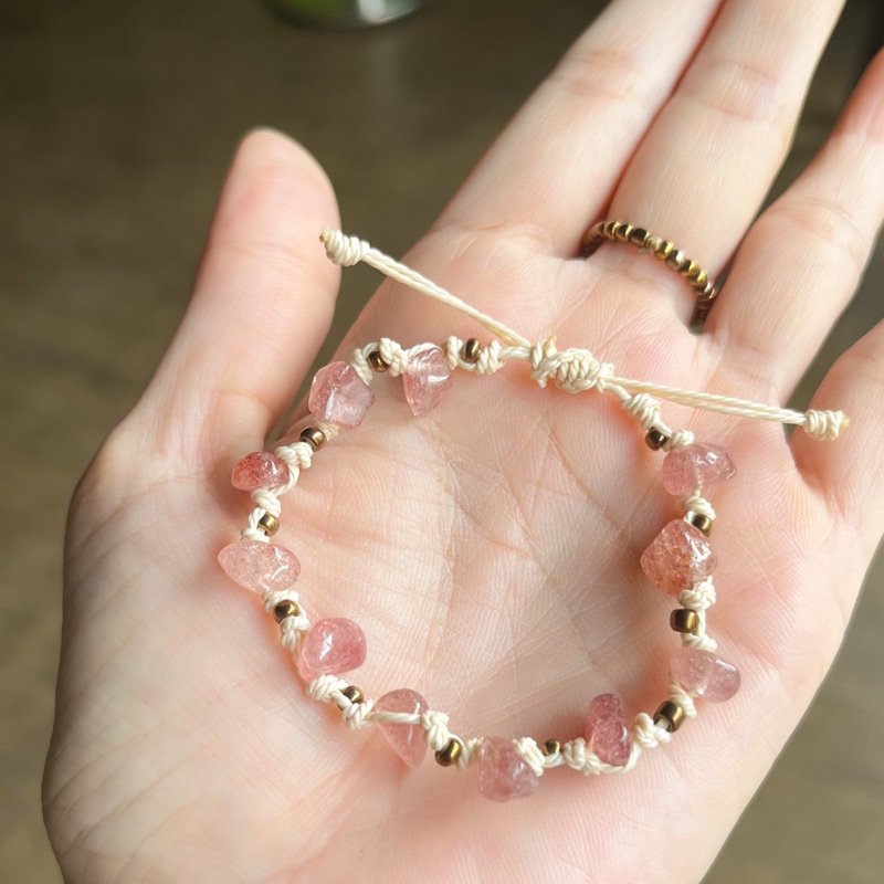 Lắc đeo tay Strawberry Quartz - T.Anh dâu tây & Amethyst x Citrine