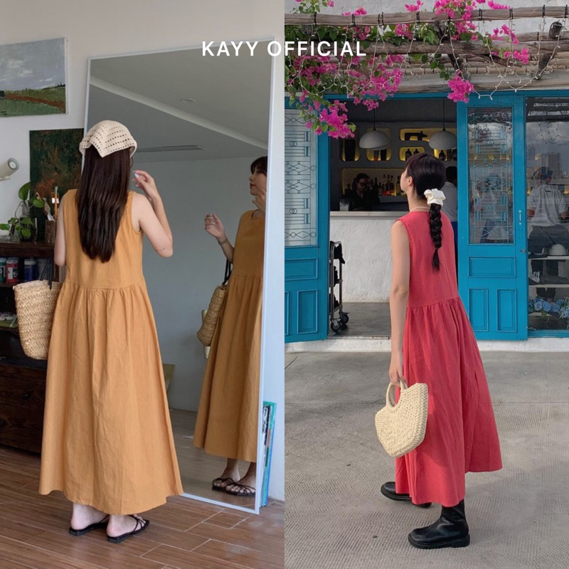 KAYY. Váy linen sát nách dáng dài _V30286
