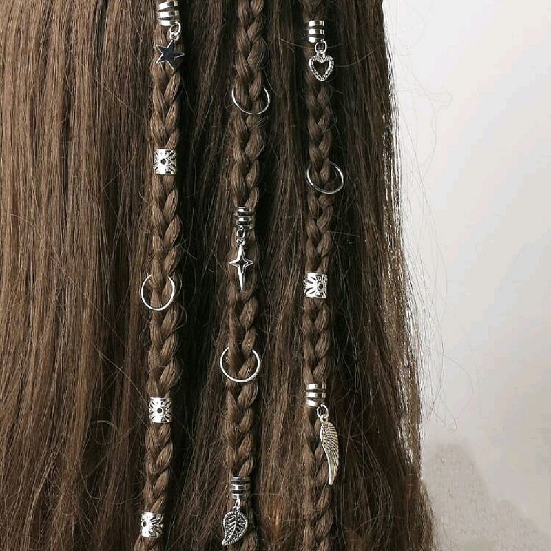 Set Nẹp Cài Tóc Dreadlock Đính Charm Y2K Thời Trang Unisex