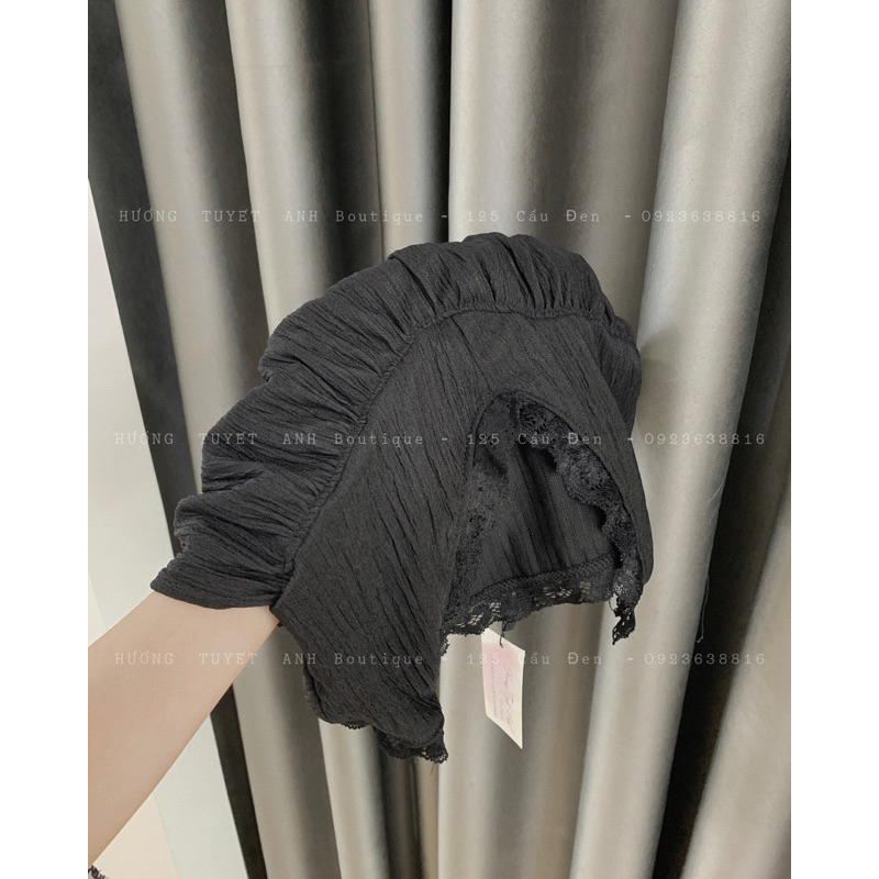 Set áo 2 dây xốp xẻ chân váy nhún phối ren
