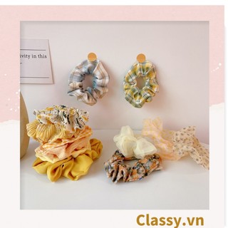 Scrunchies buộc tóc  nhiều họa tiết; tông màu vàng nữ Classy tính thanh lịch PK707