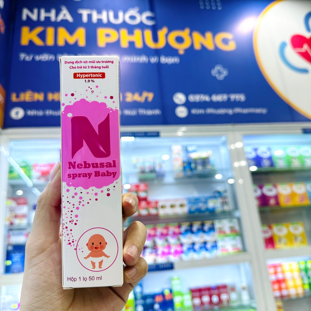 Xịt mũi Nebusal vệ sinh mũi, nghẹt mũi, sổ mũi, vệ sinh tai bé