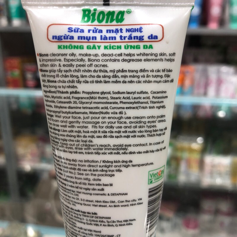 Sữa rửa mặt nghệ Biona