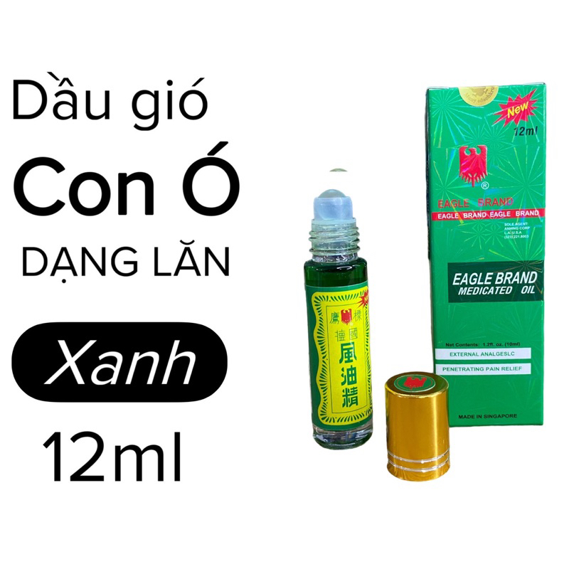 Dầu gió xanh Con Ó dạng lăn EAGLE BRAND MEDICATED ROLL ON chai 12ml