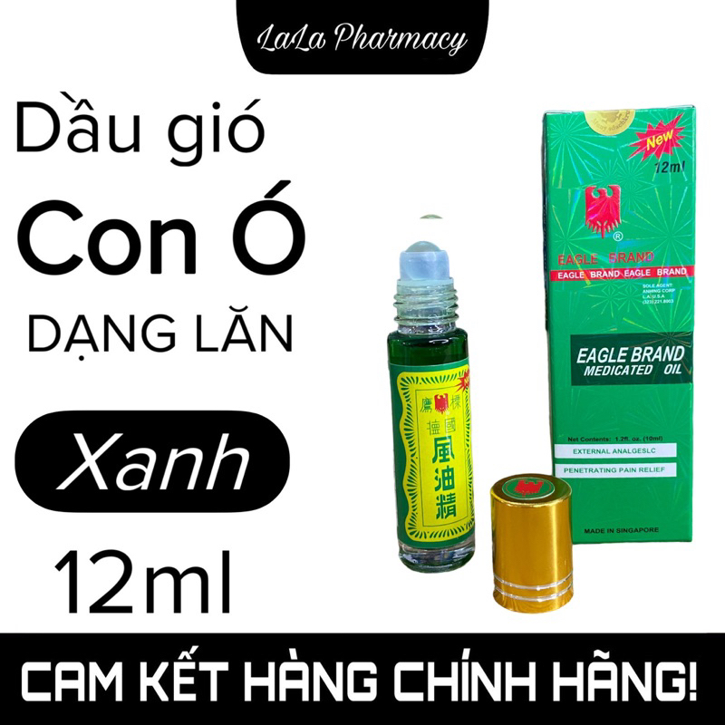 Dầu gió xanh Con Ó dạng lăn EAGLE BRAND MEDICATED ROLL ON chai 12ml