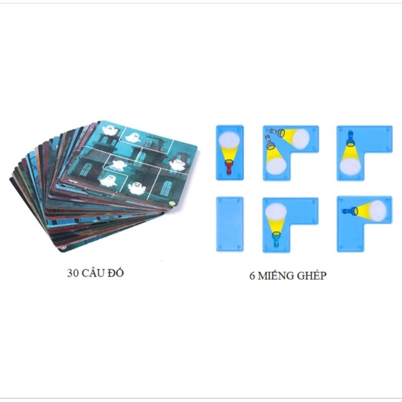 Bộ Đồ Chơi  Xếp Hình Đèn Pin Bắt Ma Ghost Catchers Board Game Gồm 30 Thẻ 60 Cấp Độ Giúp Bé Phát Triển Tư Duy Trí Tuệ
