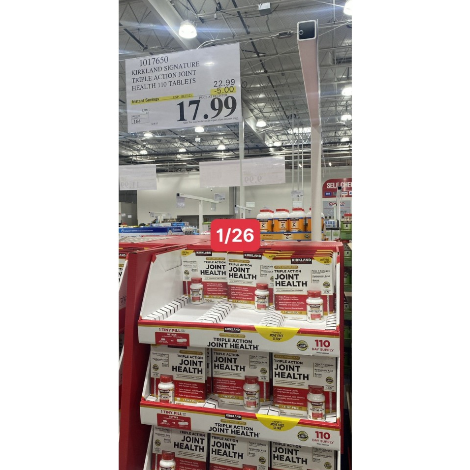 Kirkland Signature Triple Action Joint Health 110 viên bổ khớp joint health collagen Mỹ